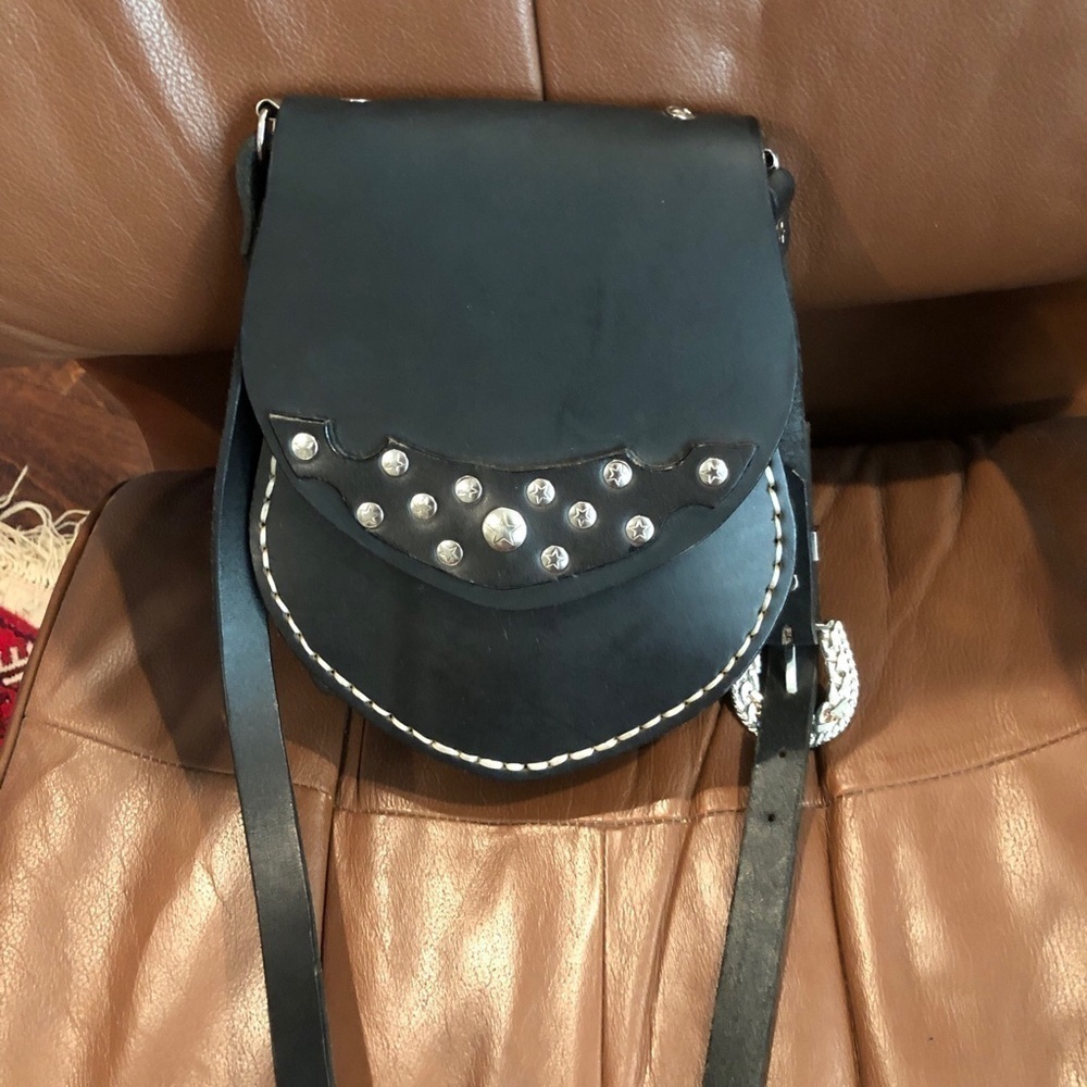 Custom Leather Unisex Crossbody Bag rock goth handbag